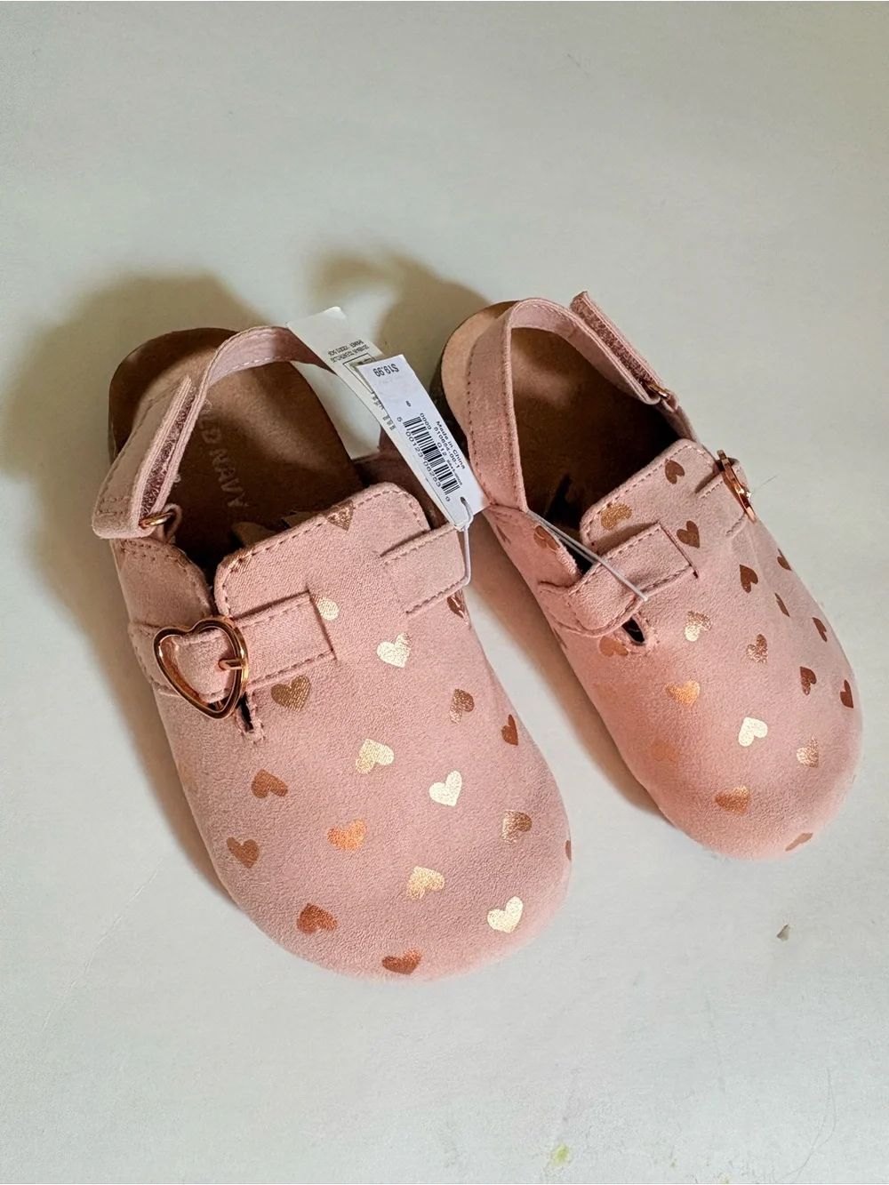 Old Navy Toddler Girl Pink Faux-Suede Heart Clogs - NWT  SIZE 9)